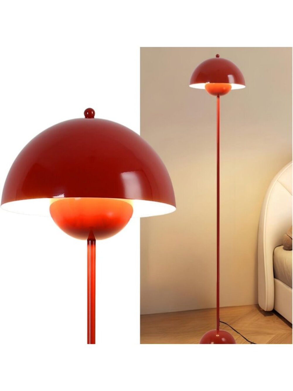 Rust Red Mid-Century Modern Metal Floor Lamp - Stylish Home & Office Lighting
